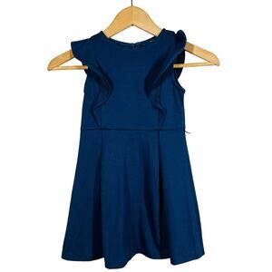 Polo Ralph Lauren Girls Dress Sleeveless Navy Ruffle Side Swing Skirt Cute - S